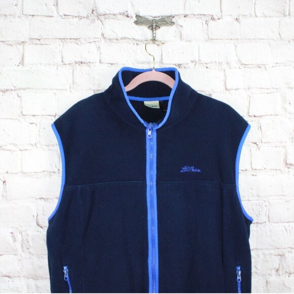 L.L. Bean Navy Blue Fleece Vest Full Zip Sleeveless Mens Size M Outerwear - Picture 3 of 9